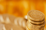 Pound coins stacked